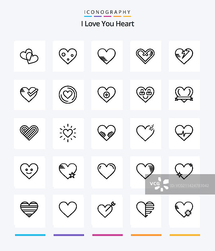 创意爱心25个轮廓图标包，例如OK图片素材
