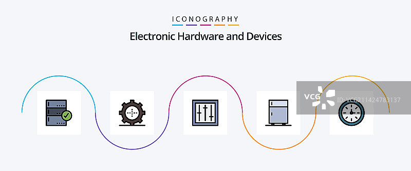 设备线条填充扁平风格5图标包图片素材