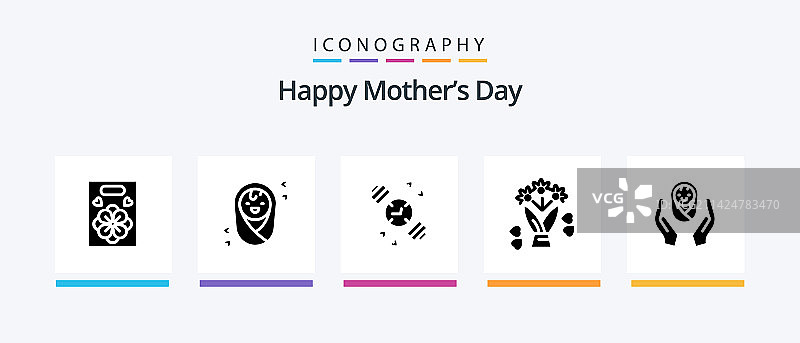 母亲节快乐字形图标套装图片素材