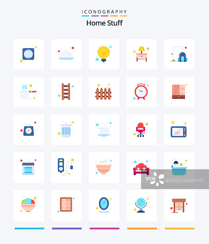 创意家居用品2.5D扁平图标包图片素材