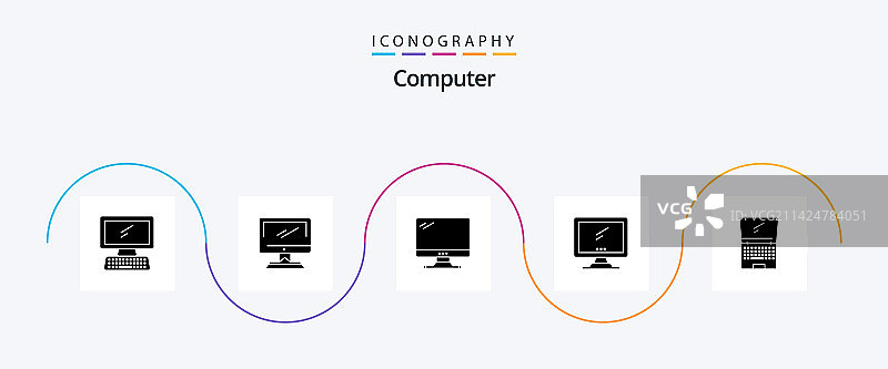 包含imac flip的计算机字形5图标包图片素材
