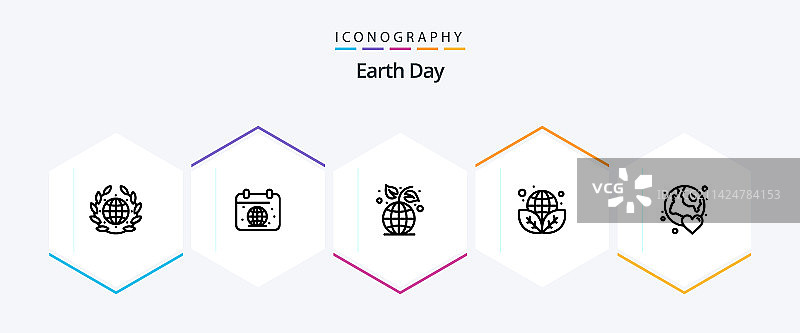 包含“地球”的世界地球日25个线条图标包图片素材