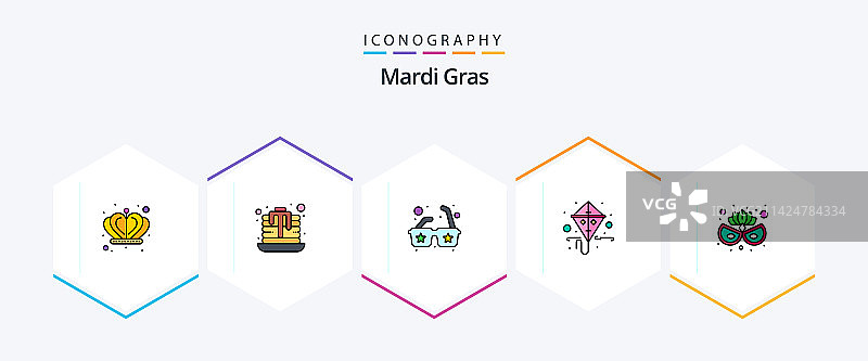 狂欢节填充线条图标（含眼睛）图片素材