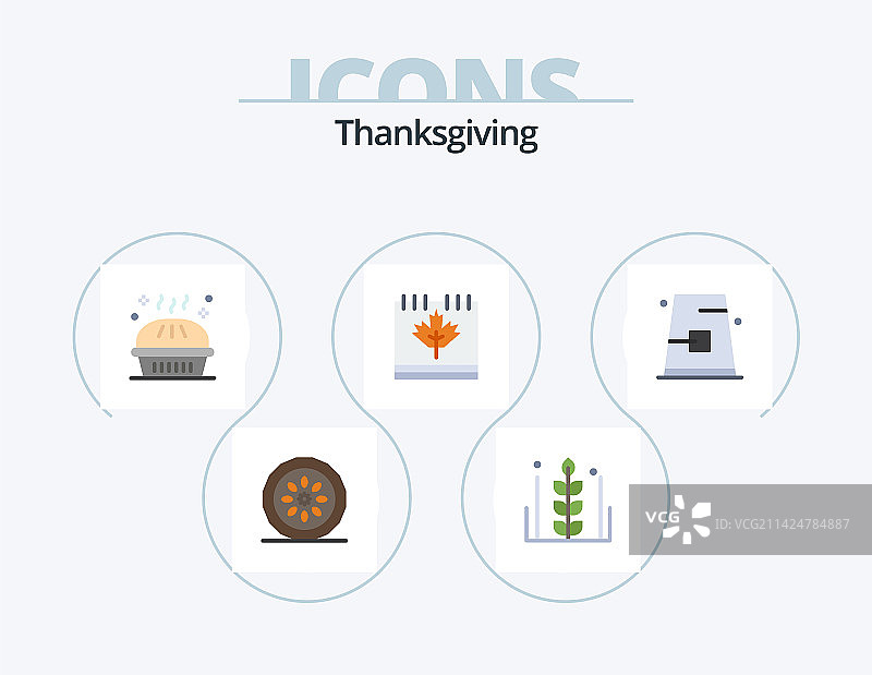 感恩节扁平图标包，5个加拿大主题图标设计图片素材