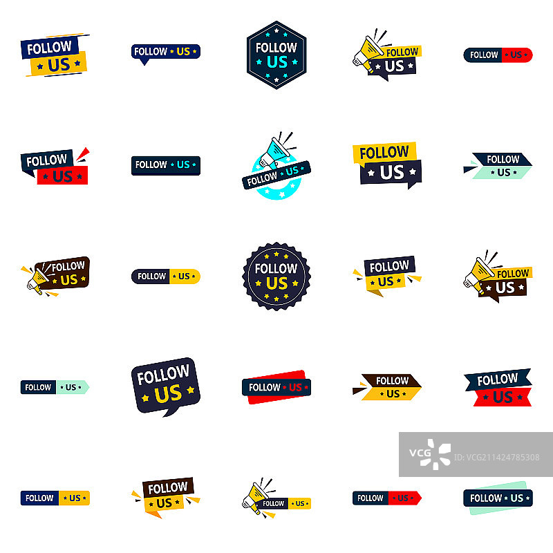 25个引导关注的关注我们图形元素图片素材