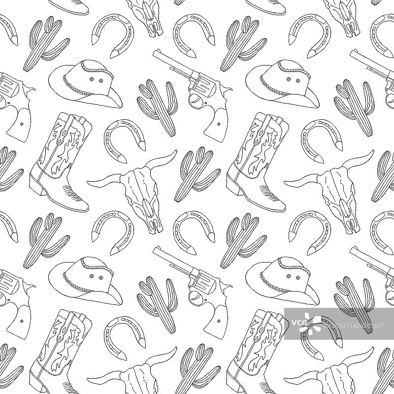 牛仔手绘无缝图案图片素材