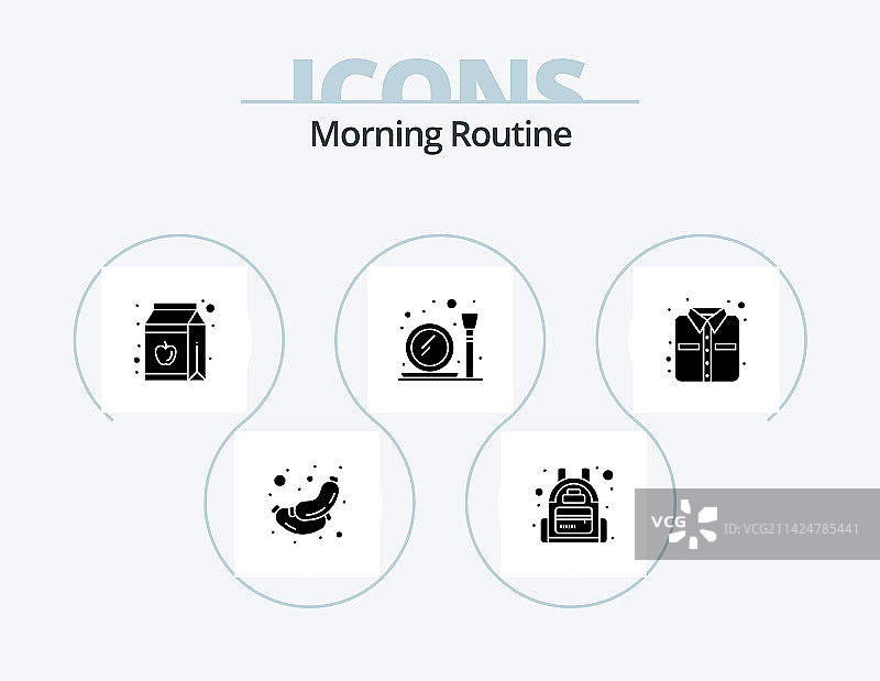 清晨日常字形图标包5个图标设计图片素材