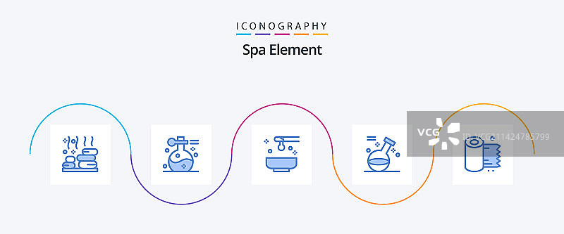 包含SPA游戏的SPA元素蓝色5图标包图片素材