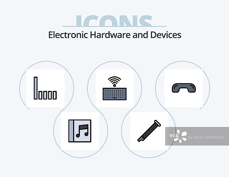 设备线性填充图标包5个图标设计图片素材