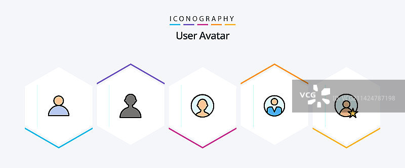用户填充轮廓图标包，包括个人资料图片素材