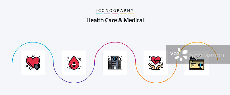 医疗保健线性填充5图标图片素材