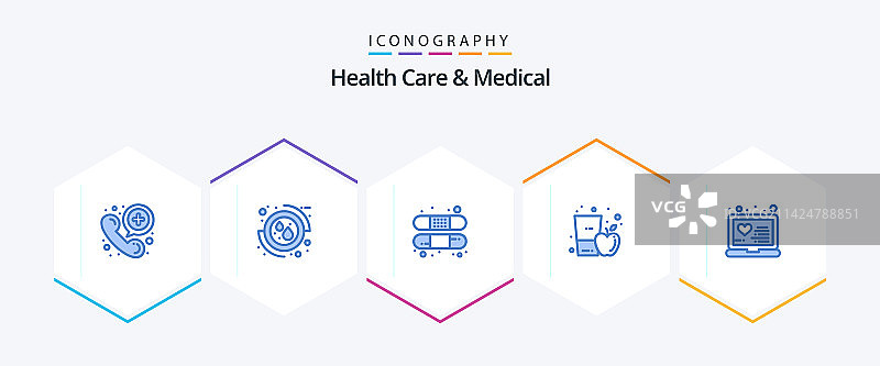 25个蓝色医疗保健图标包图片素材
