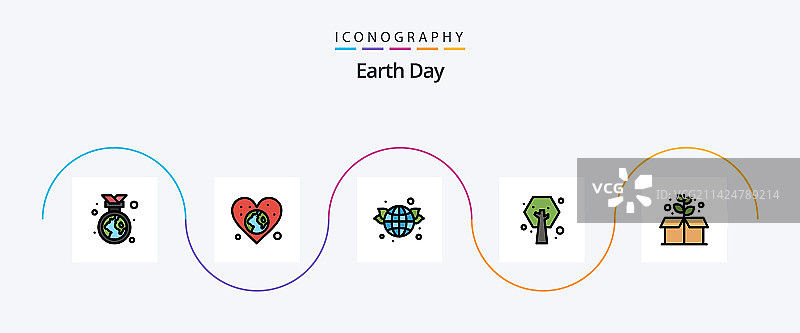 包含地球的地球日填充线性5图标包图片素材