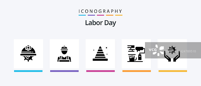 劳动节线性图标包（含5个图标，包括道路）图片素材