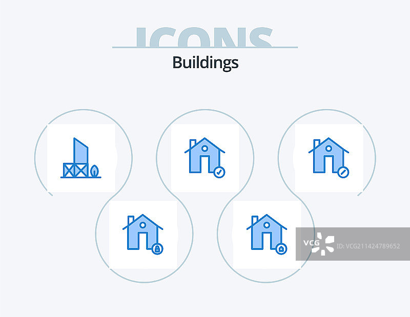 蓝色建筑图标包设计图片素材