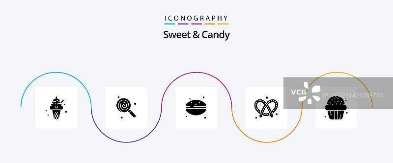 糖果字形图标5合集图片素材