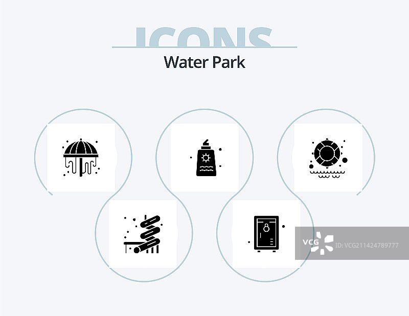 水上乐园标志符号图标包5个设计图片素材