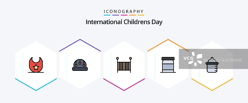 25个婴儿填充线条图标包图片素材