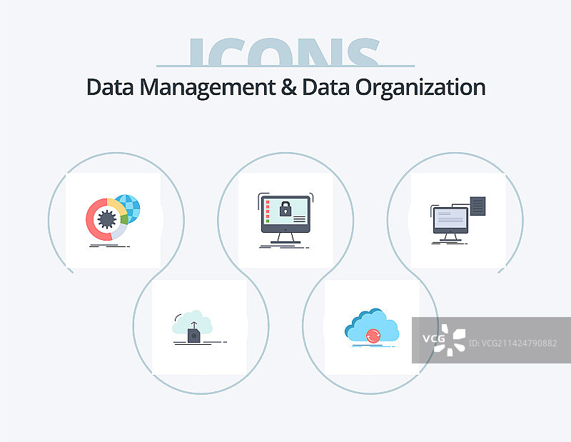 数据管理和数据组织扁平风格图标图片素材