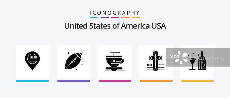 美国元素：酒瓶茶图标合集图片素材