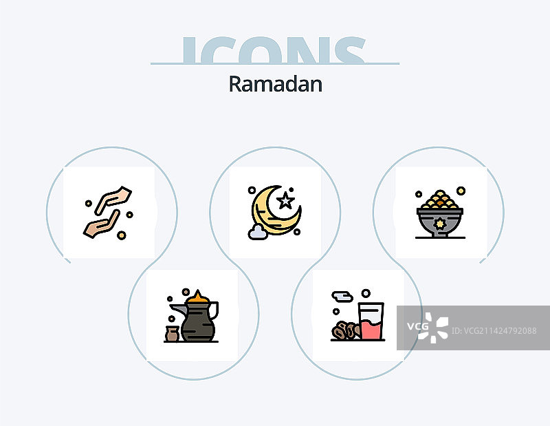 斋月线性填充图标套装5个图标设计图片素材