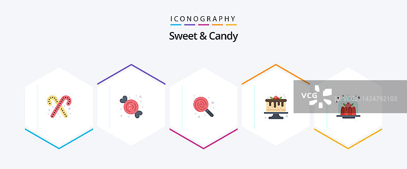 糖果甜点扁平图标包，包含咖啡馆图片素材