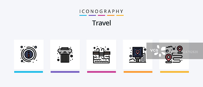 包含休息的旅行线性填充5图标包图片素材