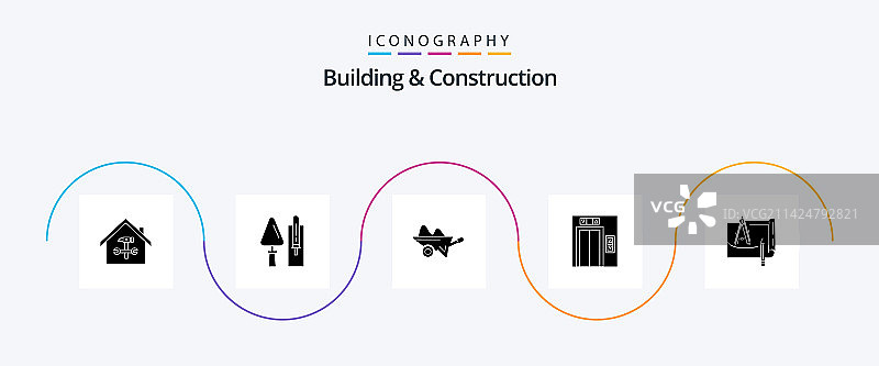 建筑和施工字形图标包图片素材