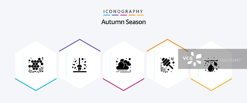 秋季25个字形图标包，包括无花果酱耙图片素材