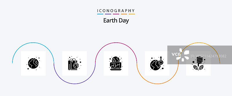 地球日字形图标包（包含生态主题，共5个）图片素材