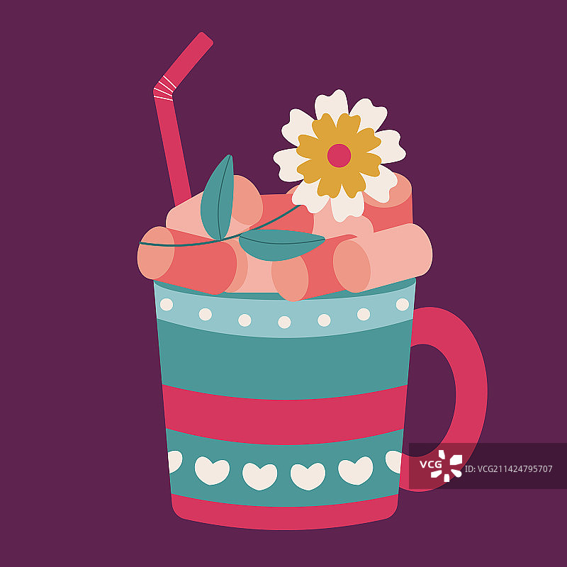 带有马克杯图案的方形明信片模板图片素材