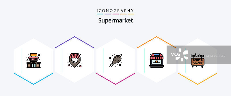 包含的超市填充线条图标包25个图片素材