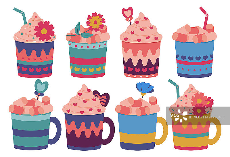 马克杯棉花糖奶油元素大合集图片素材