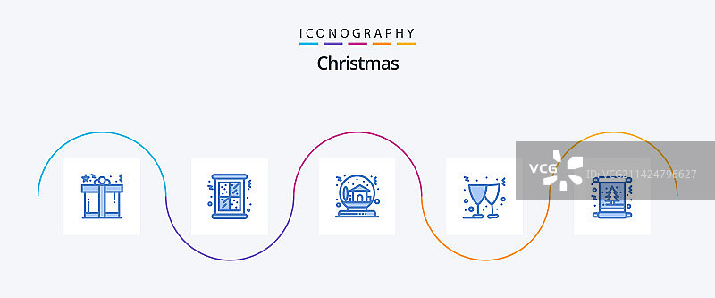 蓝色圣诞节图标包（含圣诞元素）图片素材