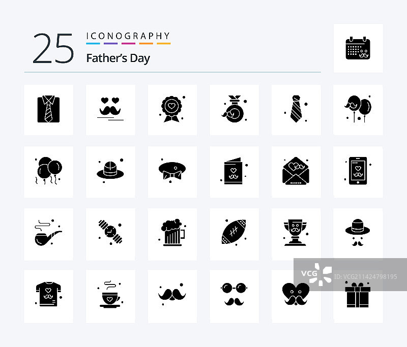 父亲节25个实体字形图标包图片素材