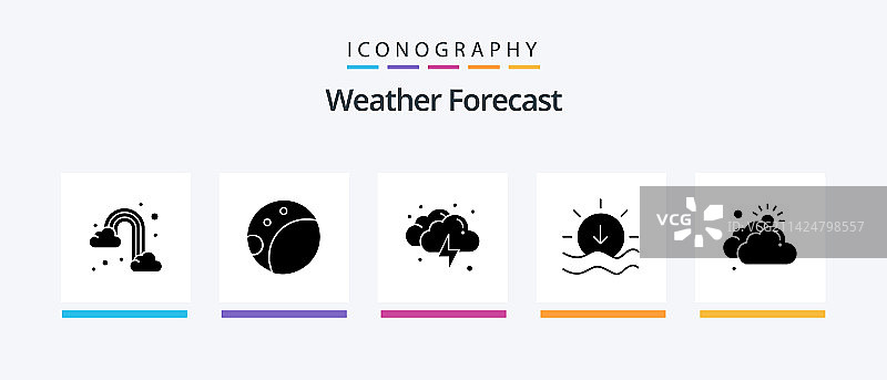 包含雷雨天气的气象图标图片素材