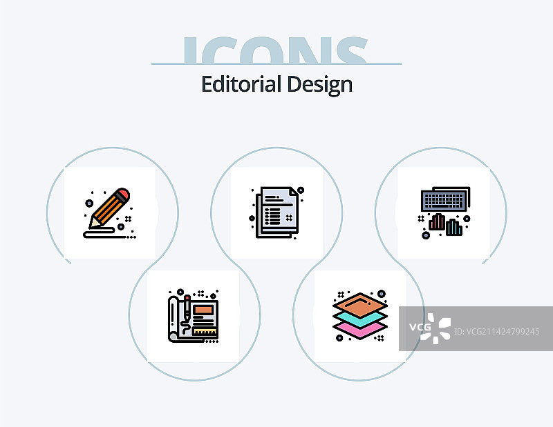 社论设计线性填充图标包5个图标图片素材