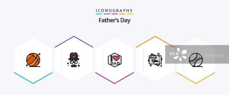 包含25个线性图标的父亲节图标包图片素材