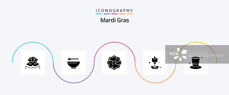 狂欢节字形5图标包（含葡萄酒）图片素材