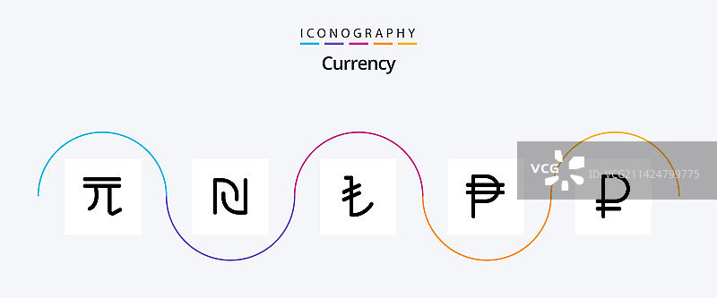包含货币的货币线条5图标包图片素材