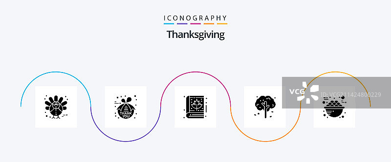 包含食物的感恩节字形5图标包图片素材