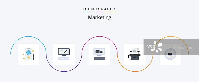 营销扁平5图标包，含邮件金融图片素材