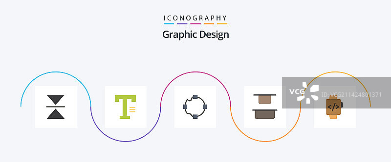 包含时间时钟的扁平风格5图标包设计图片素材