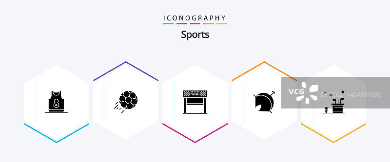25个体育运动字形图标包，包括目标图片素材