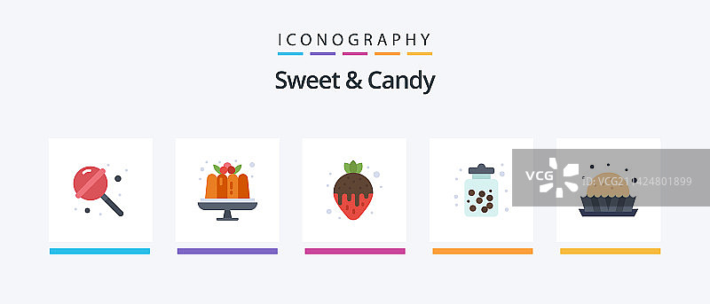 5个扁平风格糖果图标包图片素材