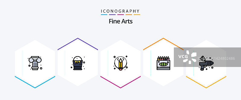 美术作品25个线性图标包，包含艺术元素图片素材