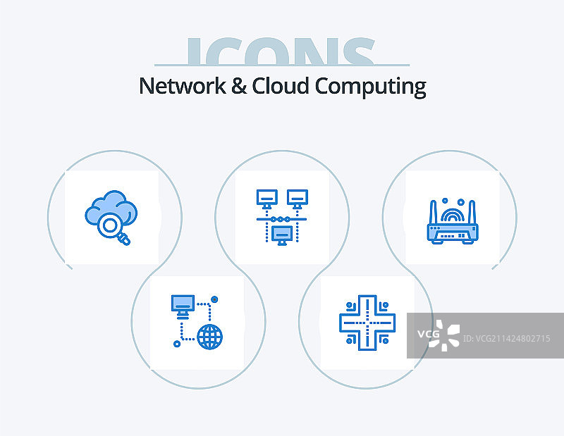 网络与云计算蓝色图标包5个图标图片素材