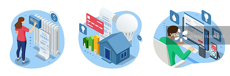 2.5D供热能源发票支付图片素材