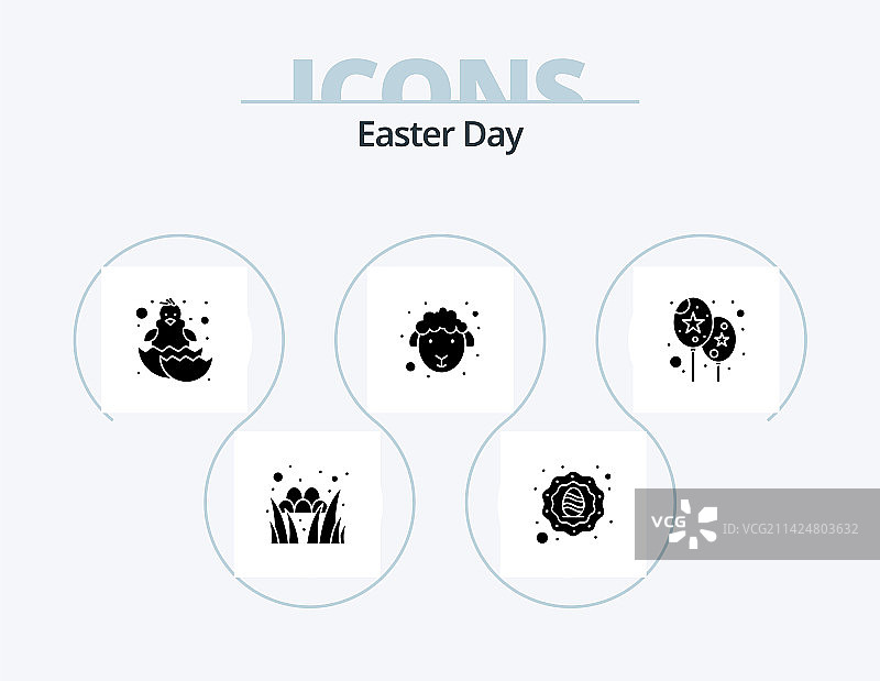 复活节字形图标包（5个）：活动绵羊设计图片素材