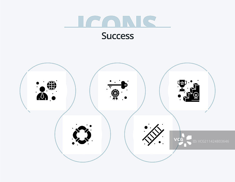 5个成功标志设计字形图标包图片素材